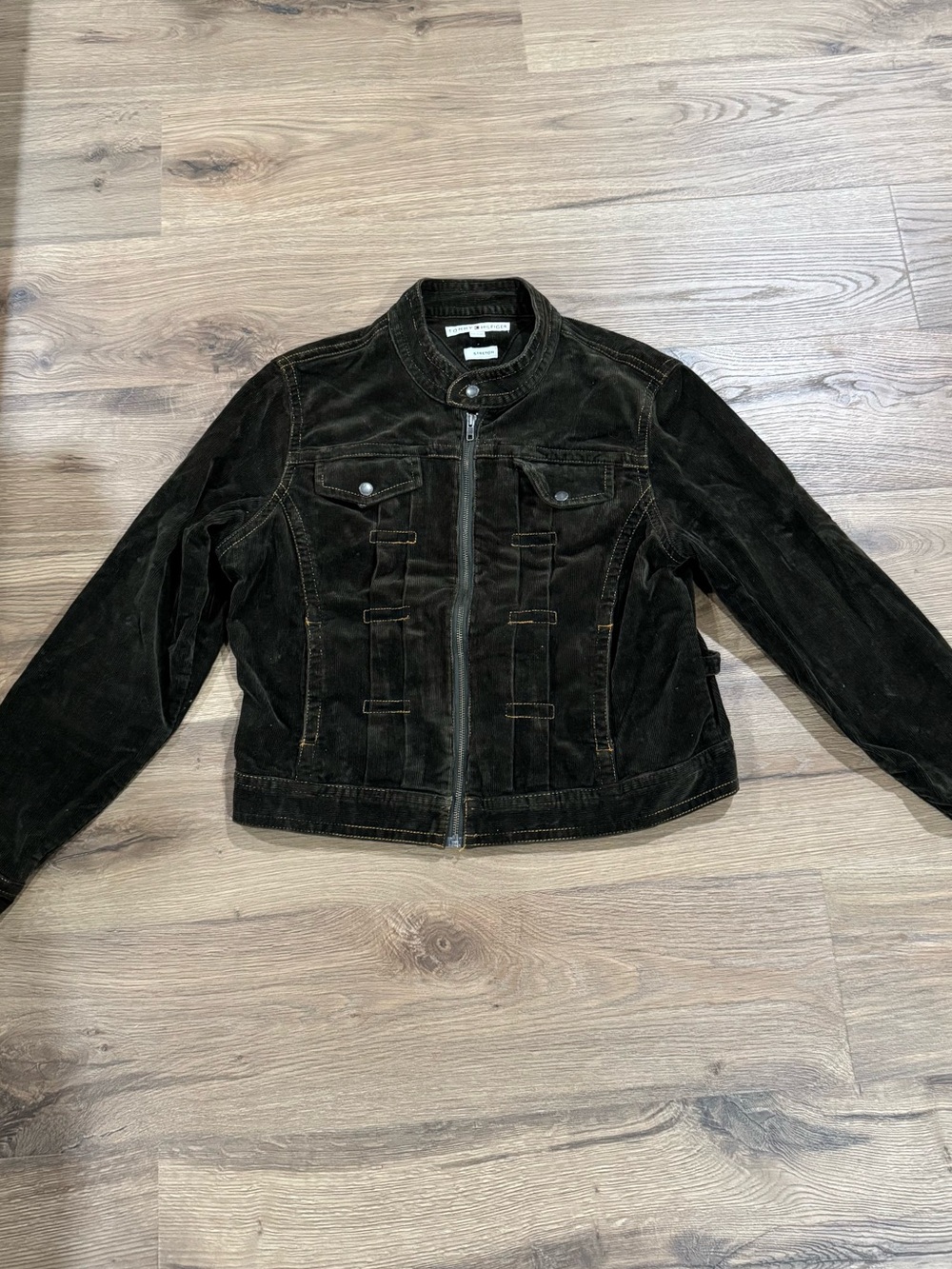 Tommy Hilfiger Olive Green Corduroy Moto Jacket